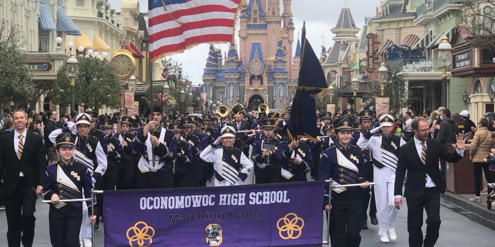 OHS band marching at Disney