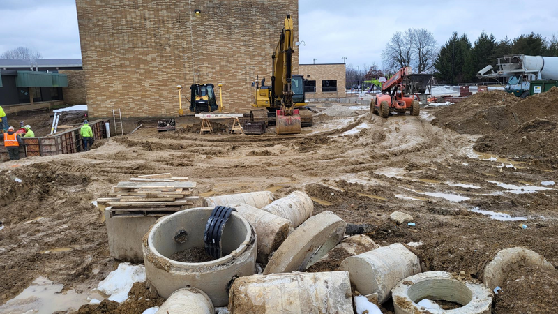 Photo of outdoor construction at Ixonia Elementary School