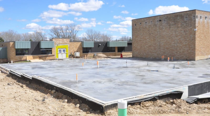 Photo of Ixonia Elementary Exterior Showing Construction Progress