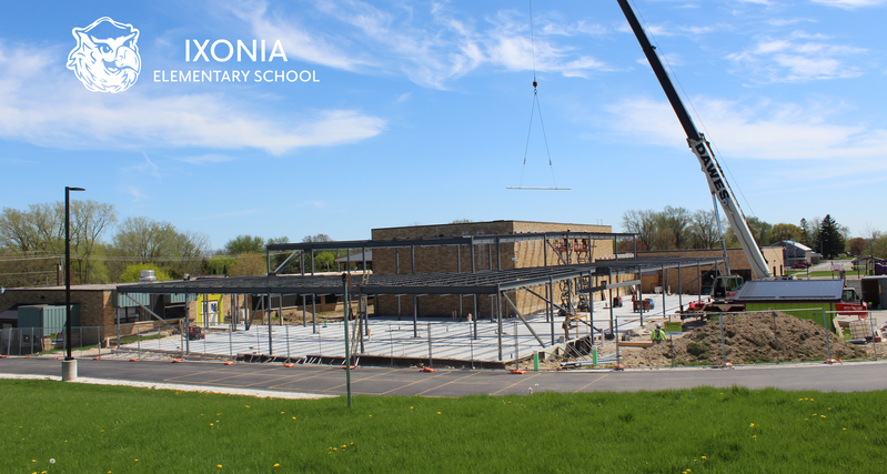 Exterior photo of school construction progress