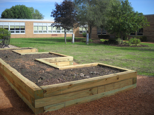 Planter boxes and garden.