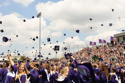 Graduation hat toss